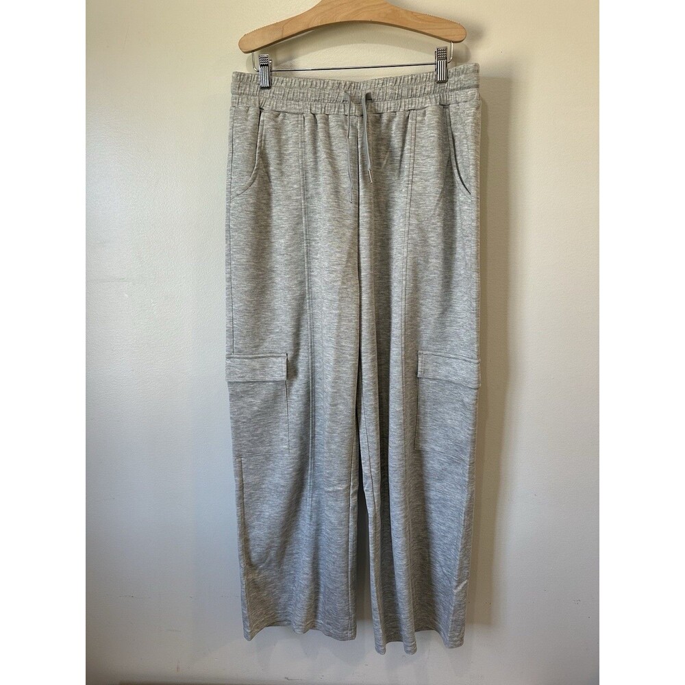Halara Wideleg Cargo Pull On SweatPant Grey Womens Size Large**NWT**
